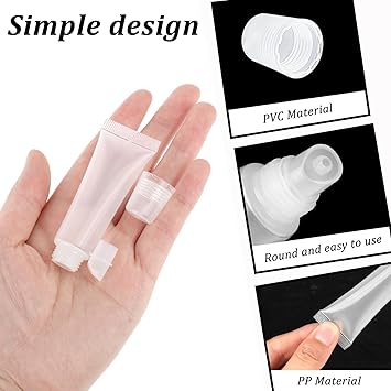 Apausvcm 5 قطع أنابيب أحمر شفاه فارغة حاويات بلسم شفاه شفافة حاويات معجون أسنان قابلة للضغط للسفر زجاجات تجميل صغيرة قابلة لإعادة التعبئة لمستحضرات تجميل أحمر الشفاه DIY للسفر - Image 3