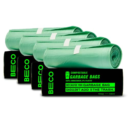 Beco Eco Friendly Compostable Garbage Bags for Dustbin | 60 Pcs | Medium 19 X 21 Inches | Pack of 4 - Image 1
