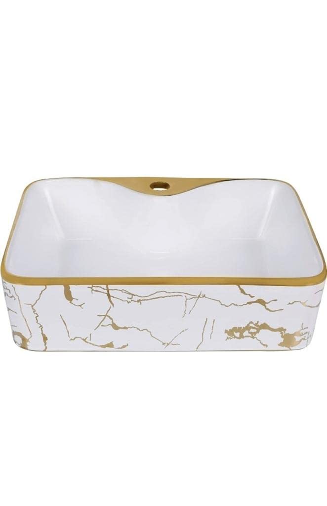 Nexa Bathware Impoarted Ceramic Wash Basin Luxurious Wash basin Table Top Bathroom Sink Wash gold Colour With High Temprature EQ 22419 x 15 x 5 INCH - Image 3