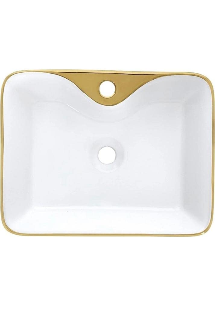 Nexa Bathware Impoarted Ceramic Wash Basin Luxurious Wash basin Table Top Bathroom Sink Wash gold Colour With High Temprature EQ 22419 x 15 x 5 INCH - Image 4
