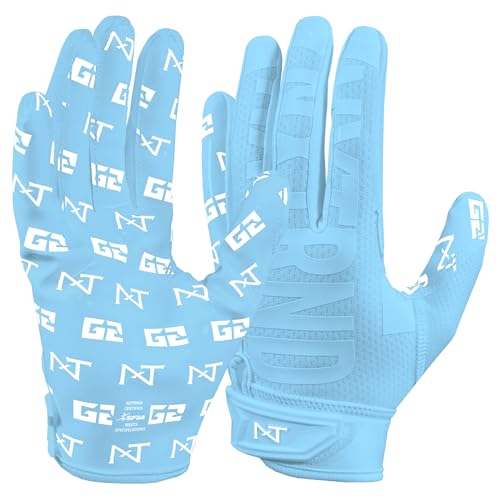 NXT NXTRND Nxtrnd G2 Pro Football Gloves Mens Ultra Sticky Elite Receiver Gloves Columbia Blue Small - Image 1