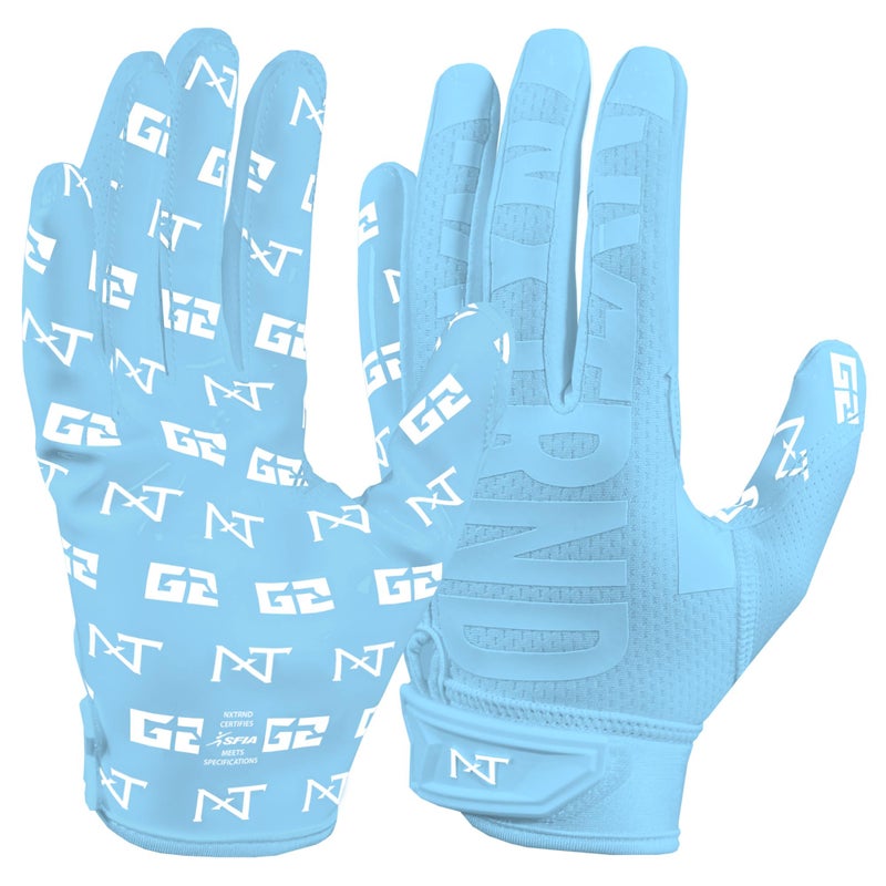 NXT NXTRND Nxtrnd G2 Pro Football Gloves Mens Ultra Sticky Elite Receiver Gloves Columbia Blue Small - Image 2