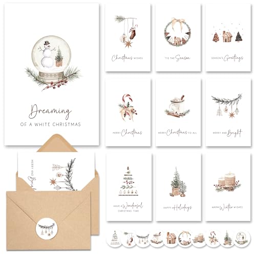 AUDREE Christmas Cards With Envelopes & Matching Stickers (20 Pack 4"x6") - Assortment Boxed Holiday Cards - Thoughtful Gift Idea for Friends and Family - Perfect for Happy Holidays Card, Xmas Card - Image 1