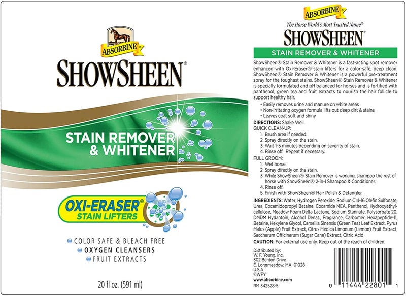 Absorbine ShowSheen Stain Remover & Horse Whitener, Oxi-Eraser Stain Lifters, 20oz - Image 4