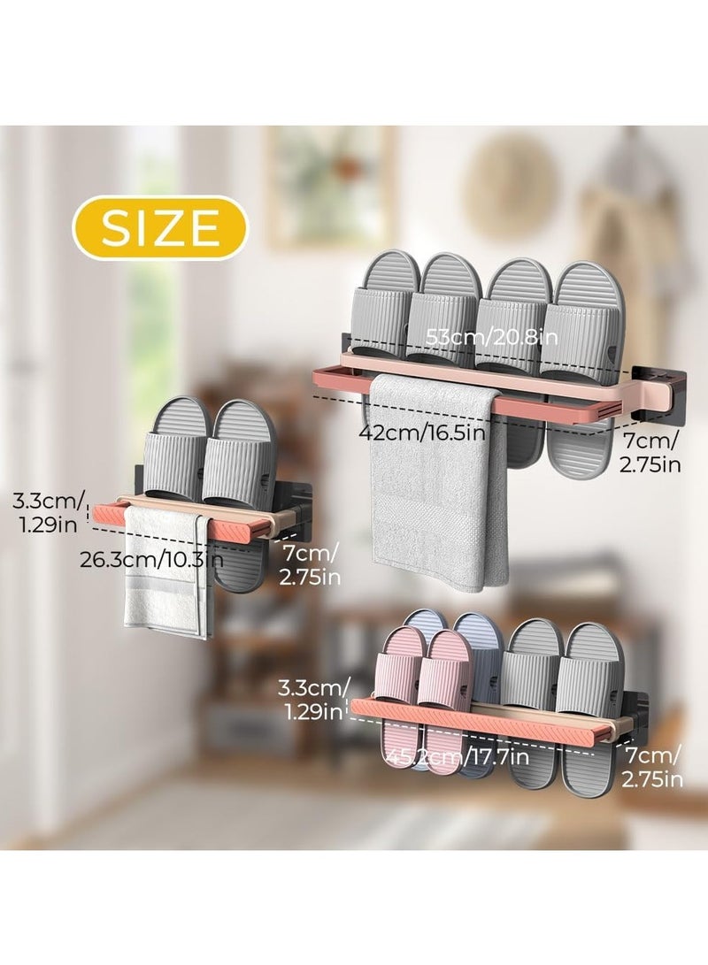 SYOSI 2 Pcs No-Hole Installation Foldable Slippers Rack - Hanging Shoe Rack Organizers, Wall Mounted Plastic Shoes Hanger, Double Layer Drain Storage Rack Hanging Shoes Shelf Holder (53CM+26.5CM) - Image 2
