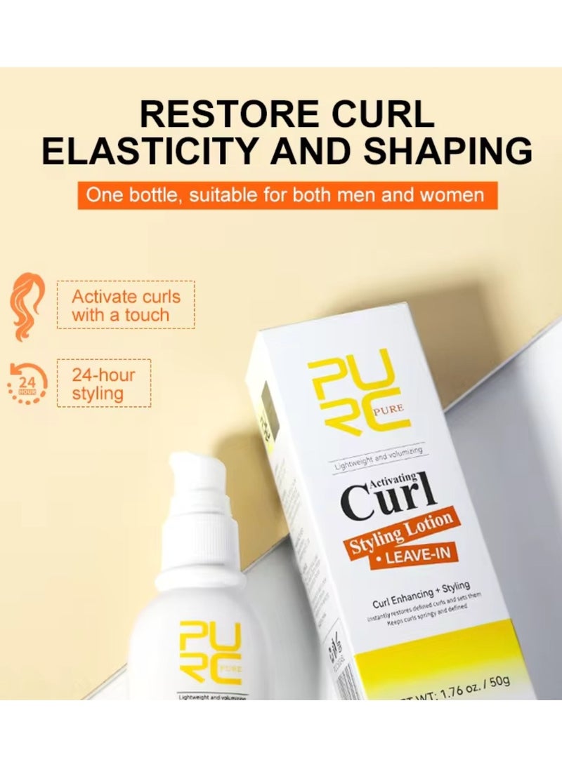 PURC - 50g Leave in Curl Styling Lotion Activating Curl Styling Lotion for Curl Enhancing and Styling Restores Defined Curls and Sets Hair Curling Gel for Hair Moisturizes and Hydrates 24H Styling Hair Gel - Image 1