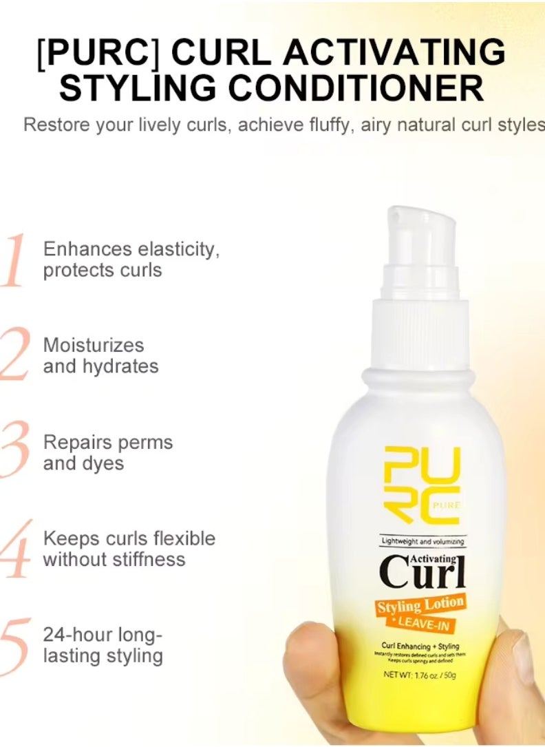 PURC - 50g Leave in Curl Styling Lotion Activating Curl Styling Lotion for Curl Enhancing and Styling Restores Defined Curls and Sets Hair Curling Gel for Hair Moisturizes and Hydrates 24H Styling Hair Gel - Image 1