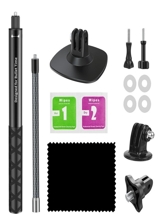 Taisioner Snow Bundle Mounting Ski Set with 1.1M Invisible Selfie Stick Carbon Fiber Extension Rod Helment Adhesive Base Compatible with insta360 X4/X3/X2/RS/Gopro Max 360 Action Camera Accessories - Image 2