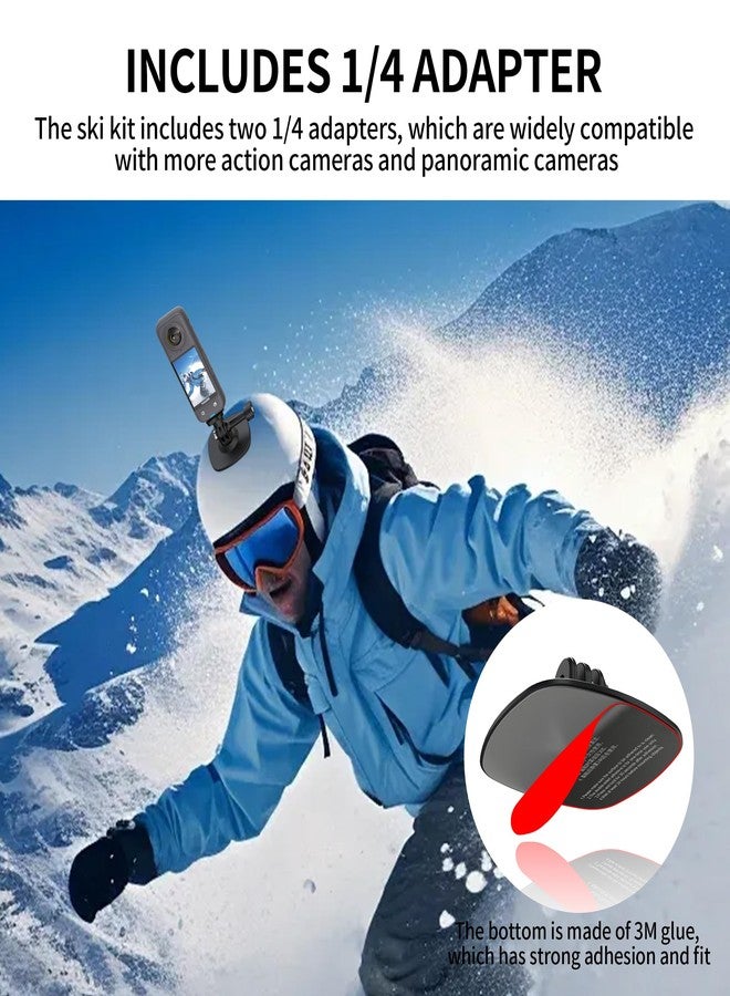 Taisioner Snow Bundle Mounting Ski Set with 1.1M Invisible Selfie Stick Carbon Fiber Extension Rod Helment Adhesive Base Compatible with insta360 X4/X3/X2/RS/Gopro Max 360 Action Camera Accessories - Image 5