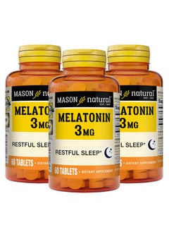 Mason Natural Melatonin 3 mg with B6 and Calcium - Natural Sleep Aid, Supports Healthy Sleep & Rest, 60 Tablets (Pack of 3) - pzsku/Z4BD7274A18465BC73527Z/45/_/1739864126/e2fe506d-33e0-4057-a9ef-1681f7da2144