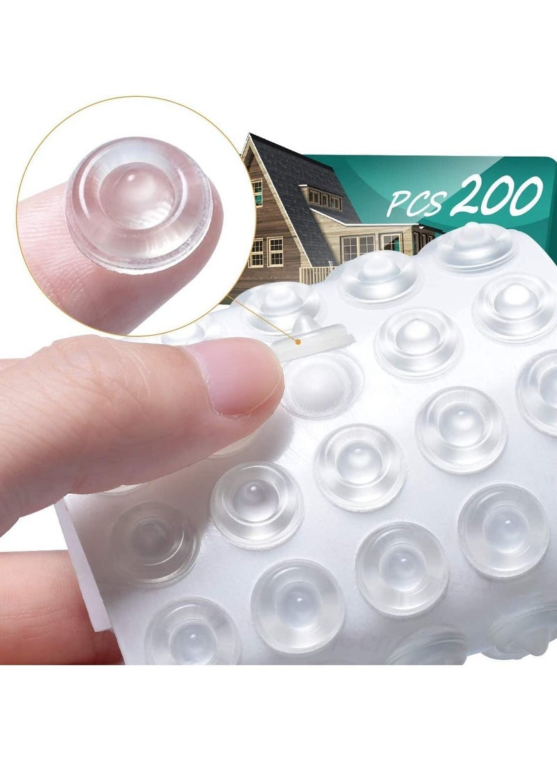 SOLARAE 200Pcs Cabinet Door Bumpers Self Adhesive Bumpers Pads Sound Dampening Circular Dots Cupboard Bumpers Clear Soft Rubber Bumpers Pads for Drawers Table Tops Laptop - Image 1