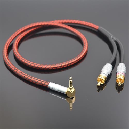 Primeda Audiophile High Purity Copper Audio Cable 35mm Male to 2 RCAPhono Male Audio Auxiliary GoldPlated Stereo HiFi Y Splitter Adapter Cable Right Angle 35mm to 2 RCA 32ft1m - Image 3