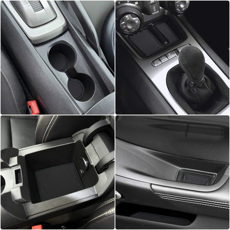 auovo 8pcskit Antidust Mats for Chevy Camaro Accessories 2010 2011 2012 2013 2014 2015 Car Cup Holder InsertsCenter Console LinerDoor Pocket Liner Mat Premium Custom Interior Black - Image 3