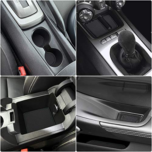 auovo 8pcskit Antidust Mats for Chevy Camaro Accessories 2010 2011 2012 2013 2014 2015 Car Cup Holder InsertsCenter Console LinerDoor Pocket Liner Mat Premium Custom Interior Black - Image 1