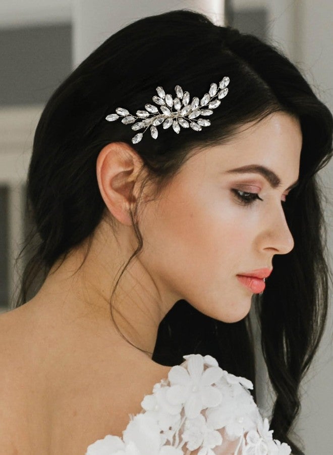 SWEETV Rhinestone Bride Wedding Hair clip Silver Crystal Bridal Hair comb Sparkly Hair Piece Gem Hair Accessories for Women/Girls & Brides/Bridesmaids - Image 3