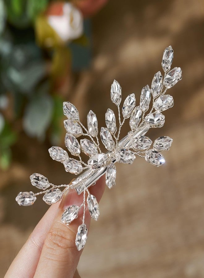 SWEETV Rhinestone Bride Wedding Hair clip Silver Crystal Bridal Hair comb Sparkly Hair Piece Gem Hair Accessories for Women/Girls & Brides/Bridesmaids - Image 5