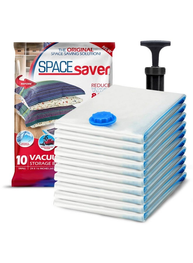 Spacesaver 10 Pack Small Vacuum Storage Bags for Comforters, Blankets & Clothes - Vacuum Sealed Compression Bags with Hand Pump - Space Saver Storage Bags for Bedding, Moving, Travel & Organization - Image 1