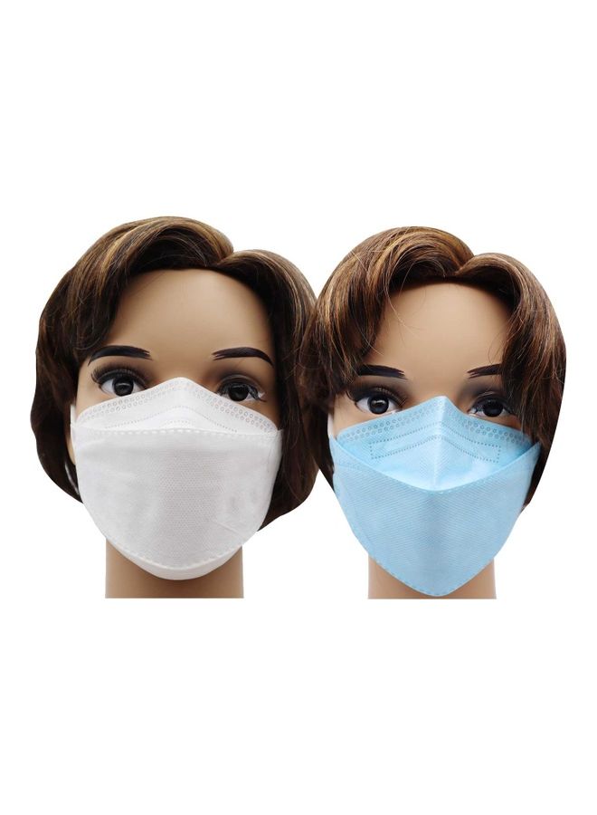 NIBEMINENT 30-Piece KF94 Face Mask White and Sky Blue For Adults Combo Pack - Image 1