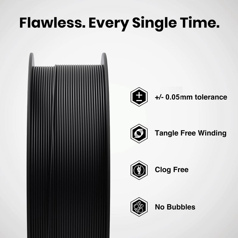 NUMAKERS PETG 3D Printer Filament, 1.75mm, Dimensional Accuracy +/- 0.05 mm, 1 kg Spool (2.2 lbs), Compatible with Most FDM Printers (Pitch Black) - Image 3