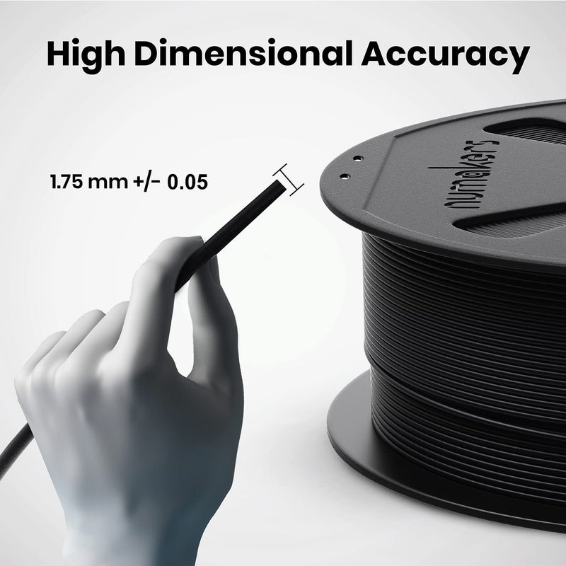 NUMAKERS PETG 3D Printer Filament, 1.75mm, Dimensional Accuracy +/- 0.05 mm, 1 kg Spool (2.2 lbs), Compatible with Most FDM Printers (Pitch Black) - Image 4