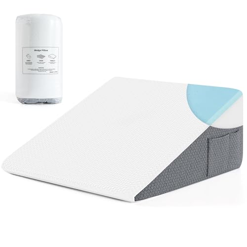 Yojoker Wedge Pillow for Sleeping - 10 Inch Bed Wedge for Headboard Triangle Pillow, Memory Foam Wedges for Acid Reflux, GERD, Snoring, Post Surgery Back Pain Relief, Leg Elevation, Washable Cover - Image 1