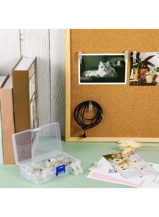Zonon 50 Pieces Push Pin Clips Plastic Push Pins for Cork Board Push Pins Tacks Mini Photo Clips Decorative Pins Thumbtack Paper Clips Pushpins for Bulletin Board (Clear Color) - Image 5