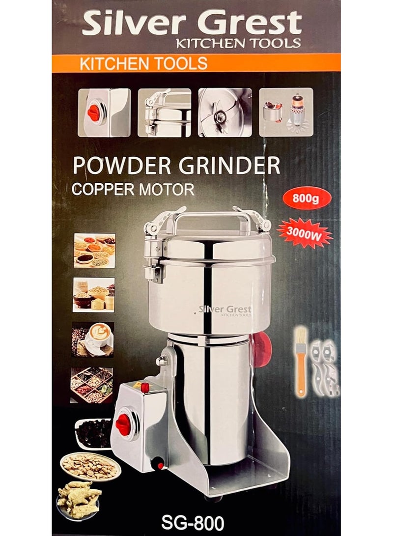 MUNTAQI مطحنة حبوب كهربائية – مطحنة تجارية عالية السرعة من الفولاذ المقاوم للصدأ 800A، آلة طحن متعددة الوظائف للتوابل والأعشاب الجافة للمطبخ، القهوة، الأرز، الذرة، الفلفل، الدقيق ومسحوق الأعشاب - Image 5