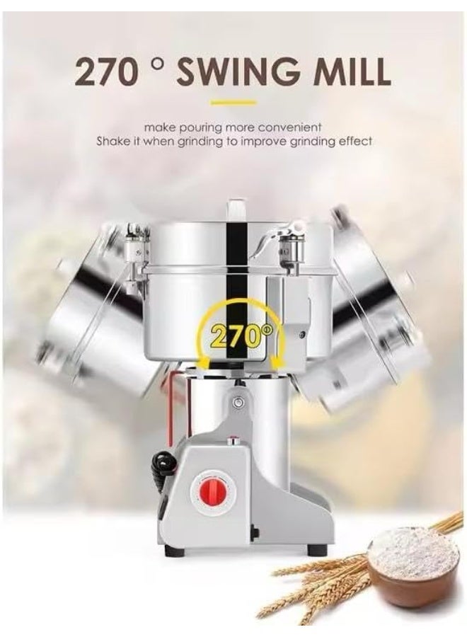 MUNTAQI مطحنة حبوب كهربائية – مطحنة تجارية عالية السرعة من الفولاذ المقاوم للصدأ 800A، آلة طحن متعددة الوظائف للتوابل والأعشاب الجافة للمطبخ، القهوة، الأرز، الذرة، الفلفل، الدقيق ومسحوق الأعشاب - Image 3