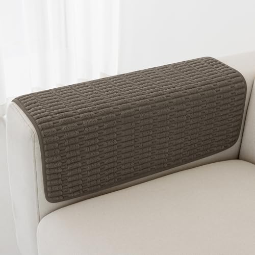 Foxdecor Couch Arm Covers Sofa Arm Cover, Arm Chair Covers Set of 2, Non-Slip Chair Arm Covers, Arm Rest Cover for Sofa, Armchair Slipcovers Couch Protector (Chocolate 20x20 inch) - Image 1