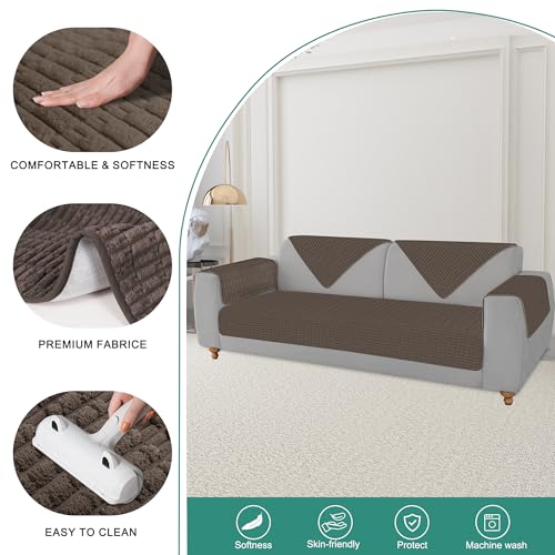 Foxdecor Couch Arm Covers Sofa Arm Cover, Arm Chair Covers Set of 2, Non-Slip Chair Arm Covers, Arm Rest Cover for Sofa, Armchair Slipcovers Couch Protector (Chocolate 20x20 inch) - Image 2