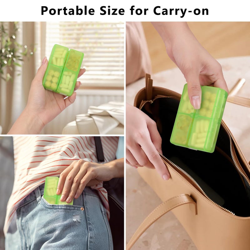 FYY Daily Pill Organizer, 7 Compartments Portable Pill Case Travel Pill Organizer,[Folding Design] Pill Box for Purse Pocket to Hold Vitamins,Cod Liver Oil,Supplements and Medication-Clear Green - Image 3
