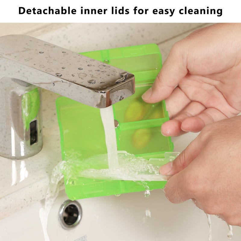 FYY Daily Pill Organizer, 7 Compartments Portable Pill Case Travel Pill Organizer,[Folding Design] Pill Box for Purse Pocket to Hold Vitamins,Cod Liver Oil,Supplements and Medication-Clear Green - Image 5