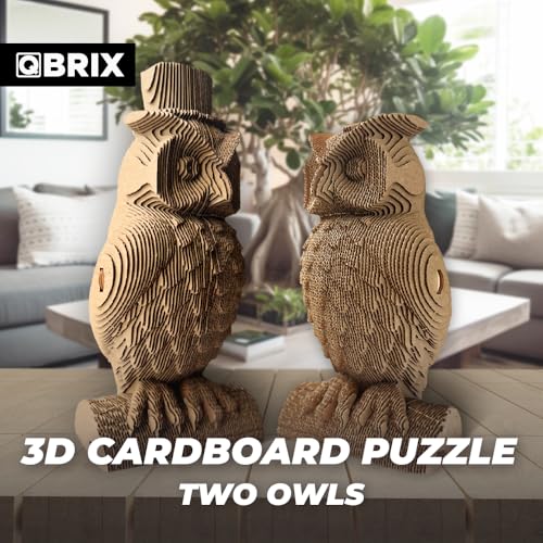 QBRIX 2 Owls 3D Puzzles for Adults 3D Model Kit for Teens DIY Crafts for Home Decor Original Gift for BoysGirls Cardboard Model Building Kit14 Craft Kit - Image 5