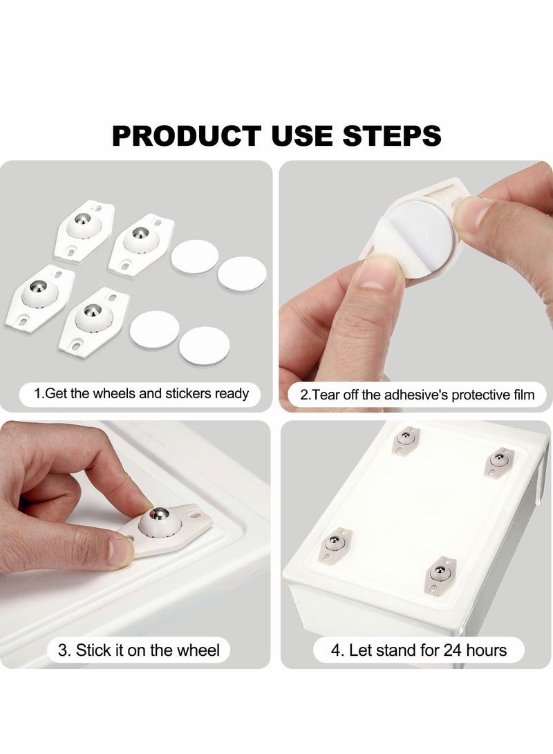 24 Pcs Self-Adhesive Mini Caster Wheels for DIY Projects, Storage Boxes, and Toy Cars - Easy to Install Plastic Sticky Wheels - Image 2