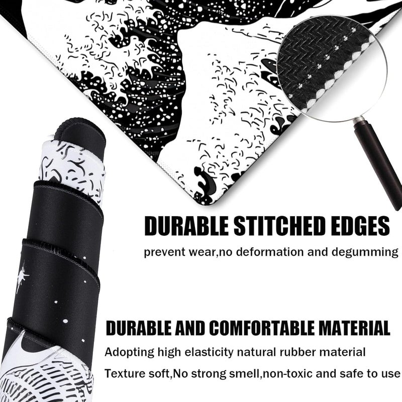 TEDNETGO Large Gaming Mouse Pad, Waterproof Extra Large Big Mouse Pad with Stitched Edge, XXXL Non-Slip Black Computer Long Mousepad for Gamer, Office & Home, Black White Dragon - Image 2
