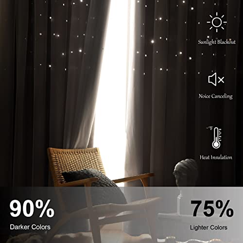 Loyala Star Blackout Bedroom Curtains, Beige, 52"W x 63"L, 2 Panels - Image 5