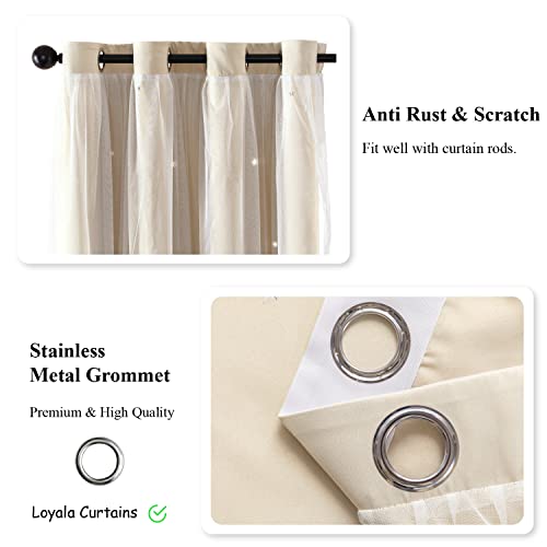 Loyala Star Blackout Bedroom Curtains, Beige, 52"W x 63"L, 2 Panels - Image 4