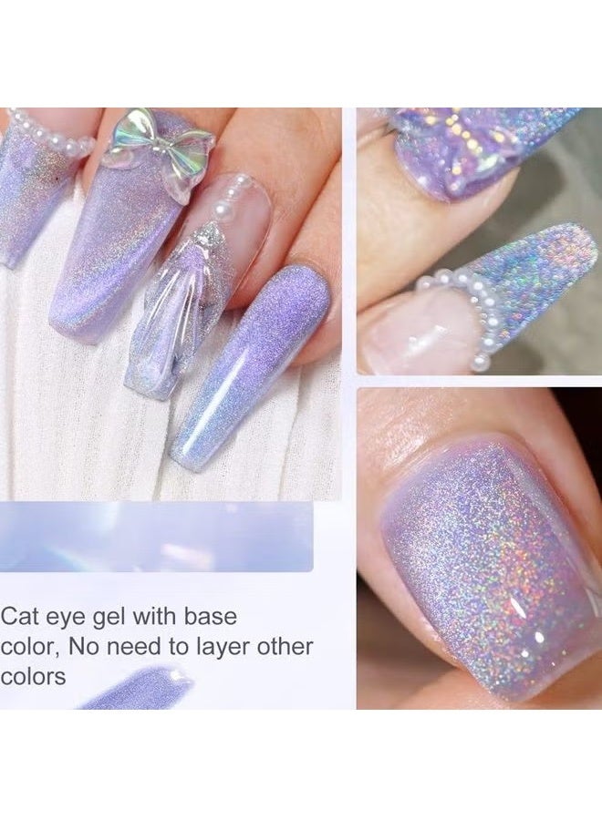 MAJOR DIJIT Gel Nail Polish 15ml/0.5fl oz Holographic Purple 9D Cat Eye Shiny Glitter Soak Off Nail Polish with Magnetic Stick for Nail Salon 11# - Image 3