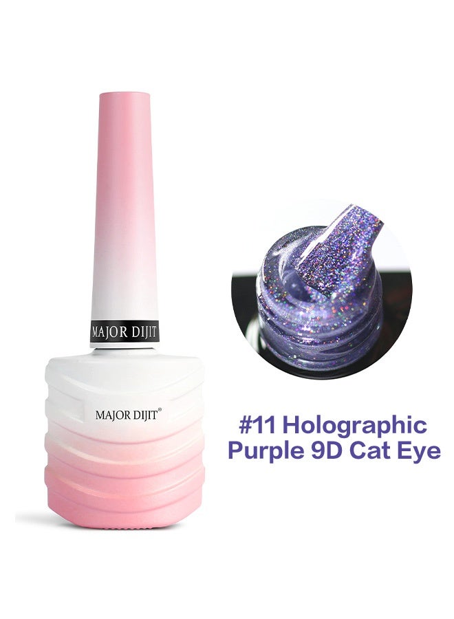 MAJOR DIJIT Gel Nail Polish 15ml/0.5fl oz Holographic Purple 9D Cat Eye Shiny Glitter Soak Off Nail Polish with Magnetic Stick for Nail Salon 11# - Image 2