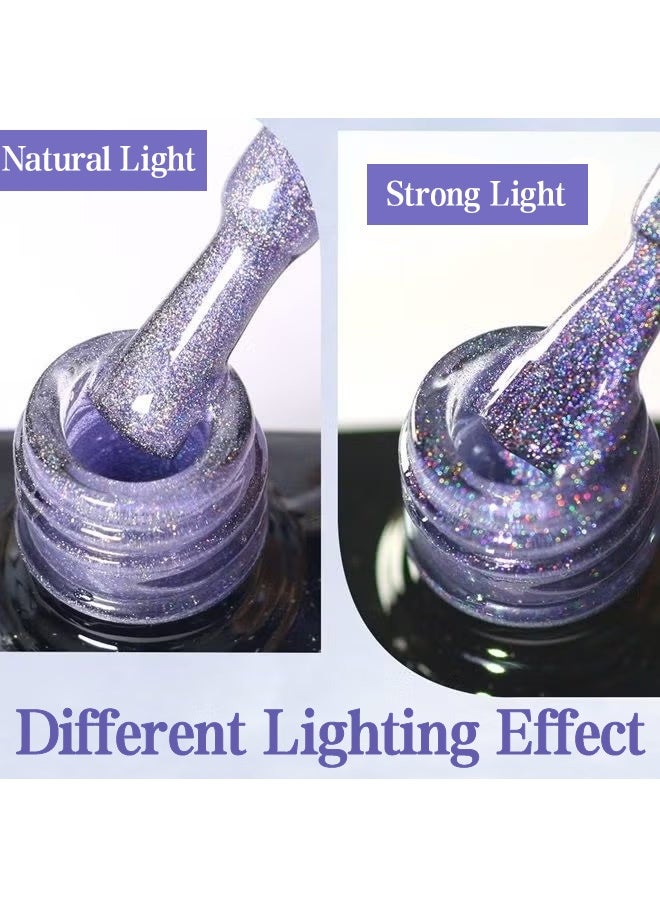 MAJOR DIJIT Gel Nail Polish 15ml/0.5fl oz Holographic Purple 9D Cat Eye Shiny Glitter Soak Off Nail Polish with Magnetic Stick for Nail Salon 11# - Image 5