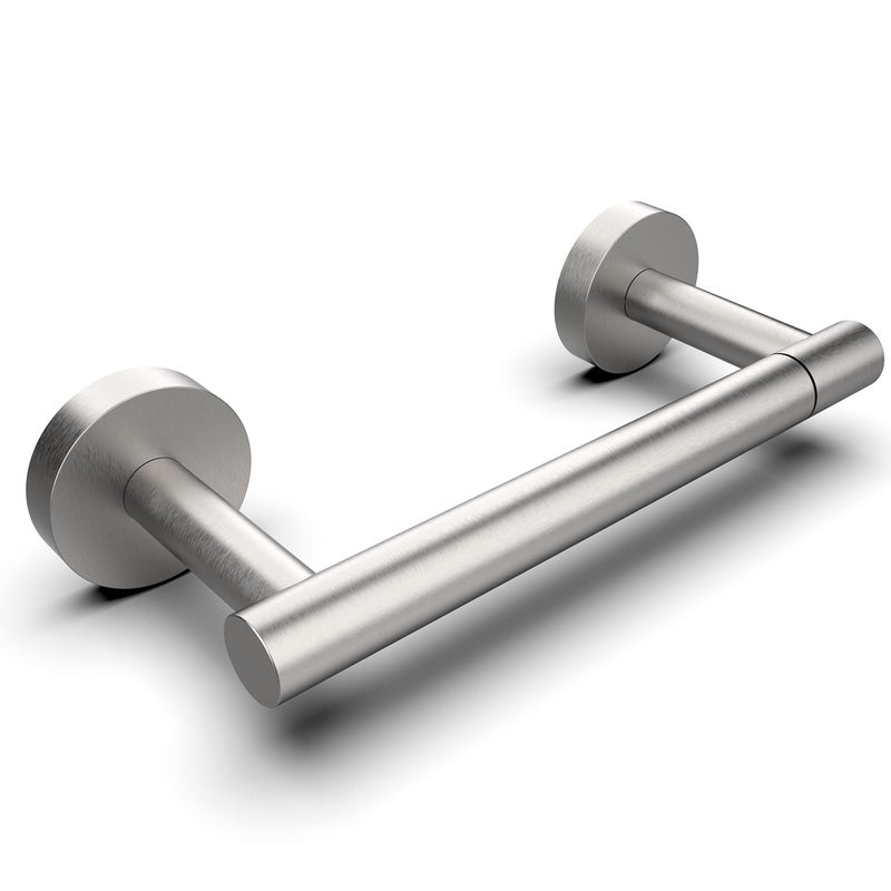 RARXTR Bathroom Toilet Paper Holder Wall Mount SUS304 Stainless Steel Double Post Pivoting Toilet Paper Roll Holder Wall Mounted Toilet Tissue Holder for Commercial Bathroom RV Brushed Nickel