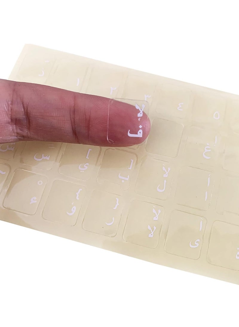 ماركة غير محددة - ستيكر لاصق للكيبورد عربي شفاف ملصق باللغة العربية لجهاز الكمبيوتر المكتبي مفاتيح بتصميم حروف عربية فقط مع خلفية شفافة قطعة واحدة أبيض 1 من ايجي وولف - Image 1