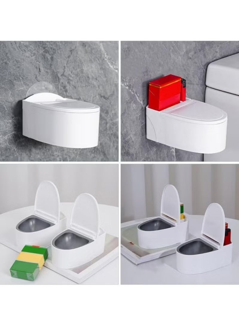 Huitich Wall-Mounted Toilet Ashtray with Lid High Capacity Metal Liner Bathroom Ashtray - Image 4
