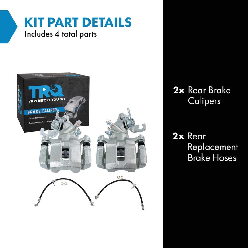 TRQ Rear Brake Caliper Set with Hoses for 2003-2007 Honda Accord - Image 2