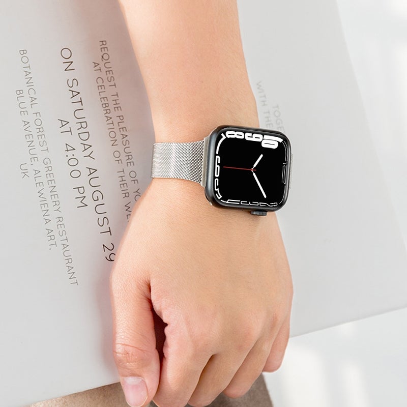 Milan Meta Watch Band For Apple Watch Ultra 49mm&Watch Ultra 2 49mm / Series 9&8&7 45mm / SE 3&SE 2&6&SE&5&4 44mm / 3&2&1 42mm(Silver)