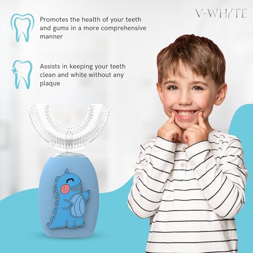 V-White فرشاة أسنان كهربائية للأطفال V-WHITE - فرشاة أسنان فوق صوتية على شكل U لتبييض الأسنان - تنظيف فم 360°، حماية اللثة بدون استخدام اليدين - شحن لاسلكي وضوء LED - مقاومة للماء مع شهادة IPX7 - Image 5