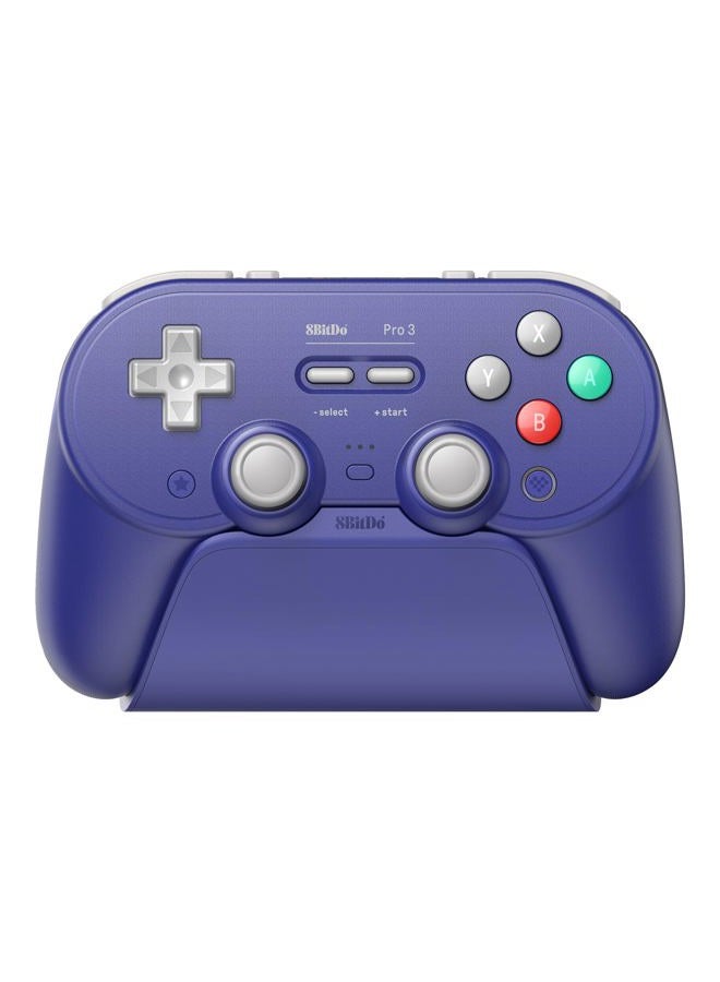 8Bitdo وحدة تحكم بلوتوث Pro 3 لجهاز Switch/Switch 2 – عصي تحكم TMR، أزرار ABXY قابلة للتبديل، أزرار خلفية احترافية، قاعدة شحن، زنبركات تأثير هال، لنظام Windows، Apple، SteamOS، Android - بنفسجي - Image 1