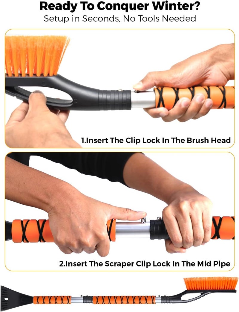 EcoNour 43" Extendable Ice Scrapers and Snow Brush Set for Cars, Trucks, SUVs - 2 Pack - Image 5