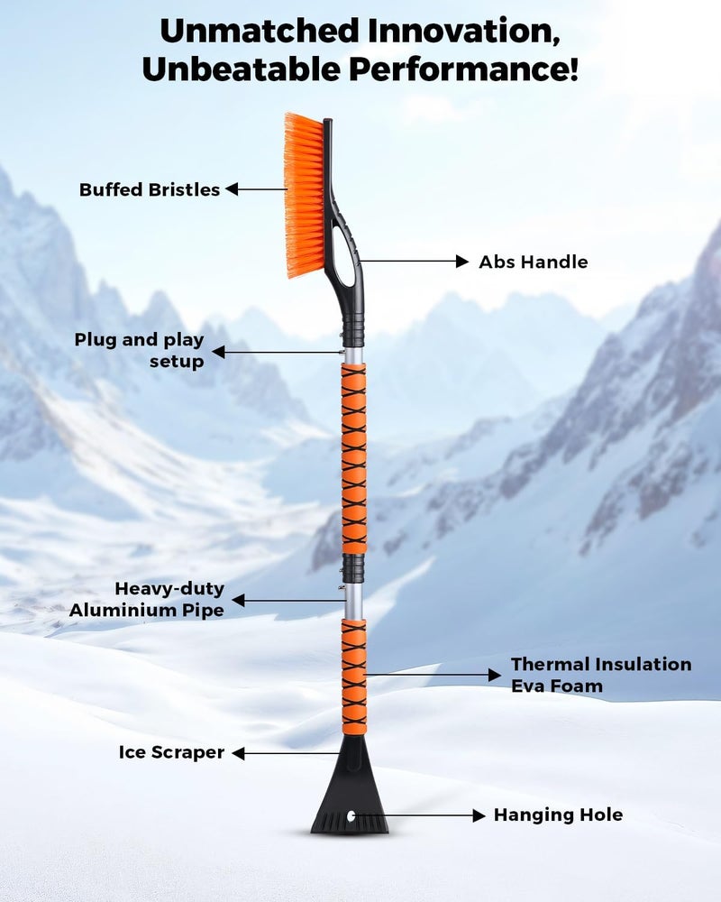 EcoNour 43" Extendable Ice Scrapers and Snow Brush Set for Cars, Trucks, SUVs - 2 Pack - Image 4