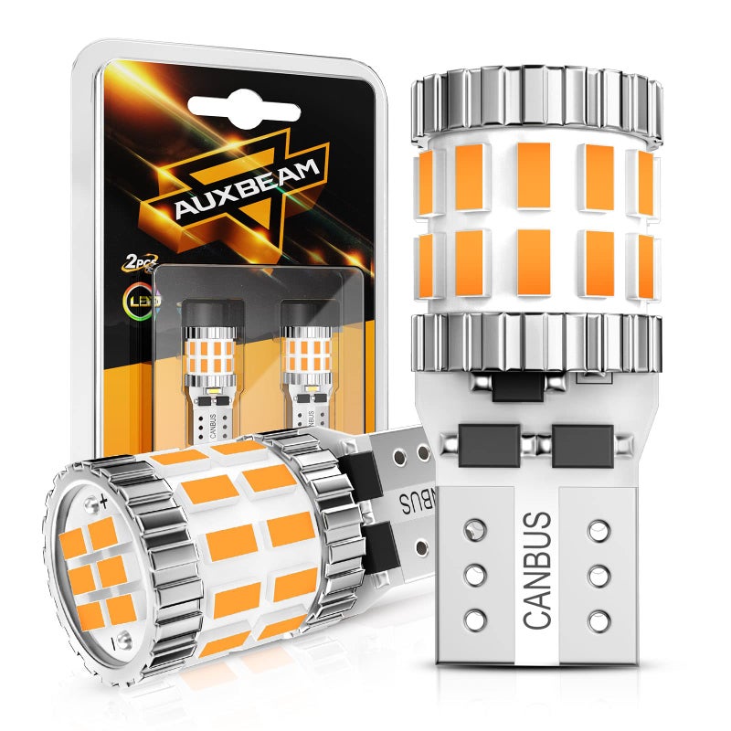 Auxbeam Upgraded 194 LED Bulbs Amber Yellow400 Brighter Extremely Bright Canbus Error Free 168 2825 T10 W5W LED Light Bulbs for License Plate Lights Interior Lights Dome Map Light 30SMD 2PCS